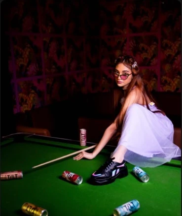 Stylised product moment at a pool table
